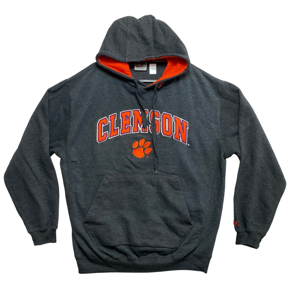 Colosseum Hoodie Mens XL Gray Clemson Tigers Pullover Embroidered Logo NCAA